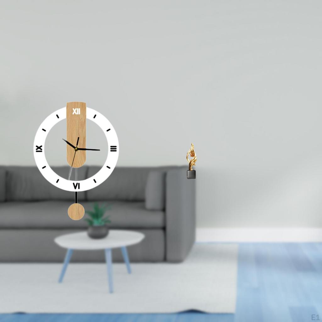 Acrylic Roman Numerals Wall Clock Ornament with Abstract Statue Sculpture for Home Office Living