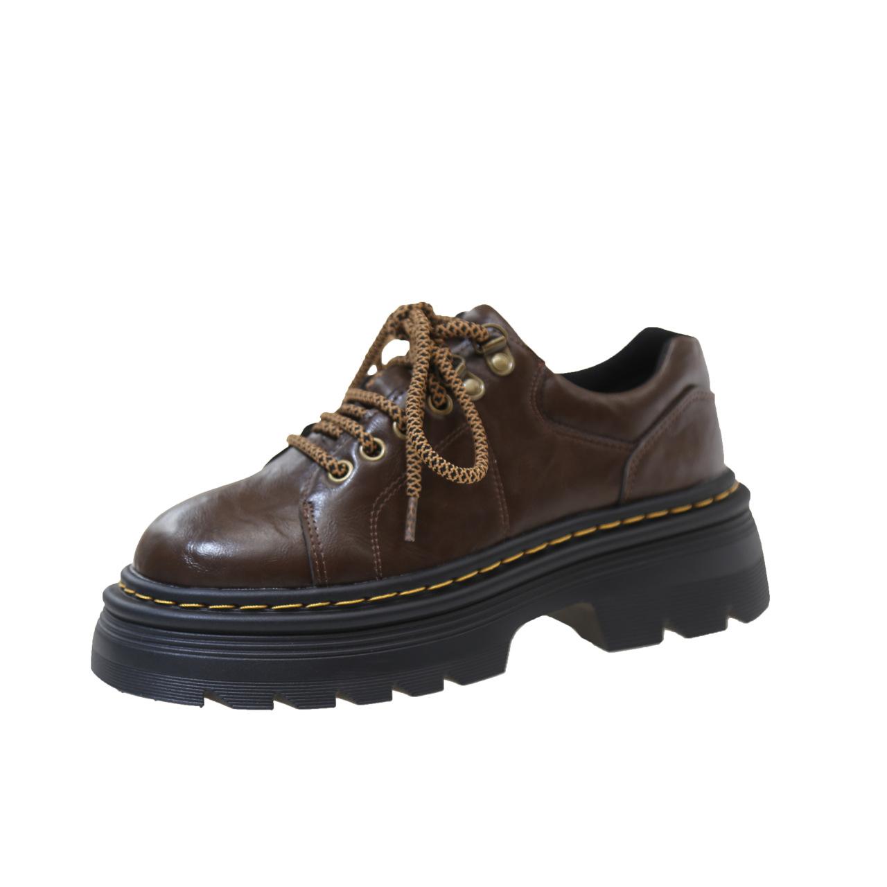 

Женские туфли на платформе в британском стиле со шнуровкой, маленькие кожаные туфли 2024 года, осенние туфли большого размера в стиле ретро с круглым носком, туфли в стиле колледжа 42 42