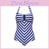Elegante Costume da Bagno Nero con Scollo a V Profondo e Spalline Sottili Taglie Forti per Costumi da Bagno a Strisce Donna