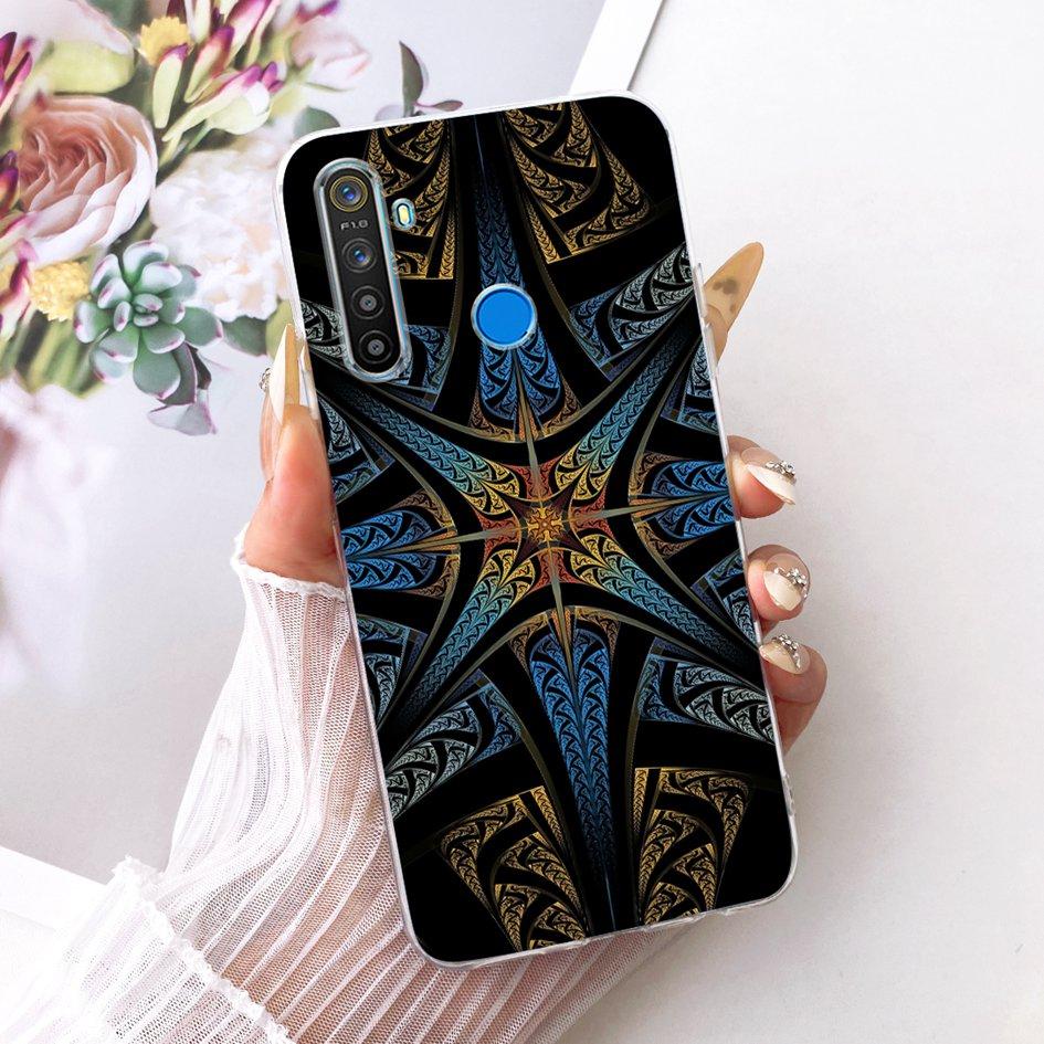 For Realme 5 Pro Case RMX1971 Fashion Flower Transparent TPU Soft Silicone Back Cover For Realme 5 5S 5i Funda Realme5 5Pro Capa