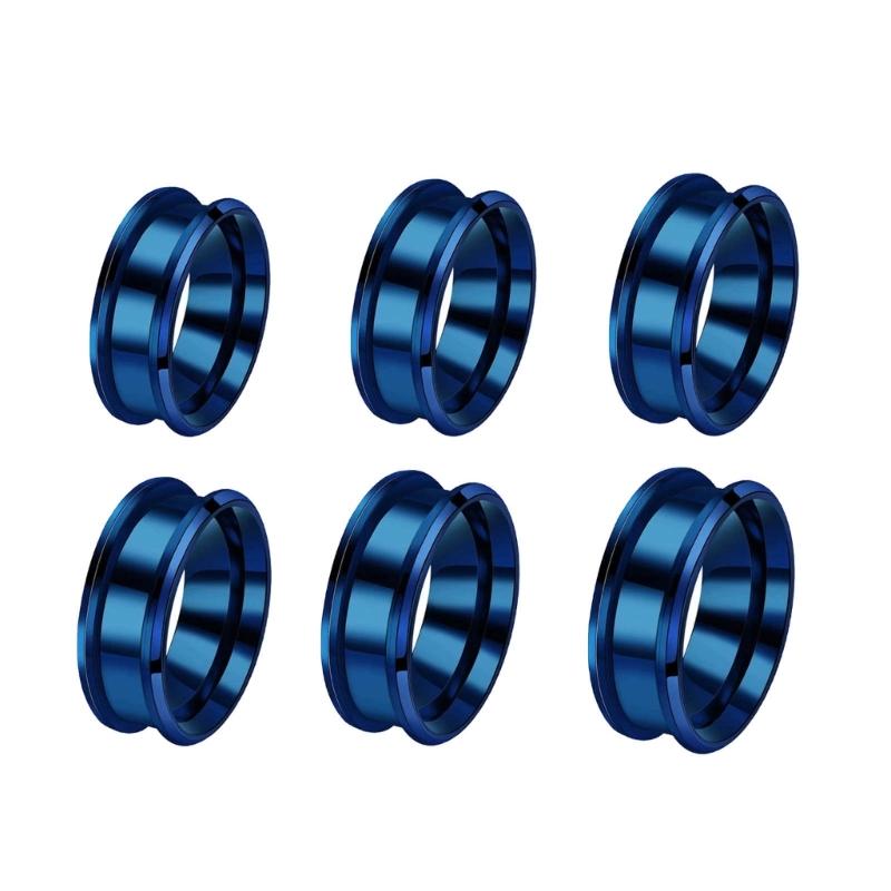 6 Stück/Packung Modische Leere Ringrohlinge Edelstahl Gerillte Ringe Unisex Ringe Perfekt für DIY Schmuckherstellung