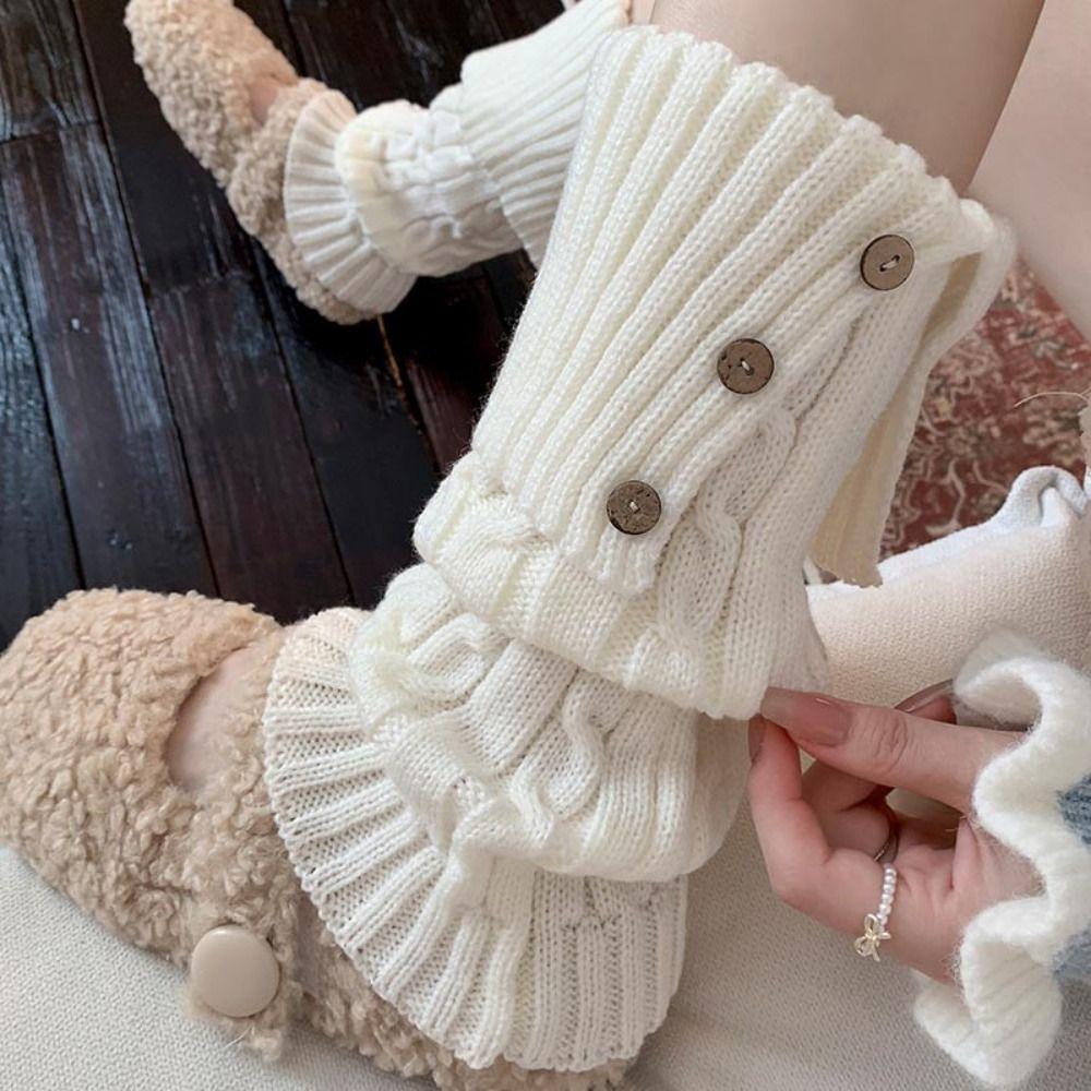 Solid Color Children's Leg Warmers Japanese Style Knitted Foot Cover Jk Kids Long Socks  Lady