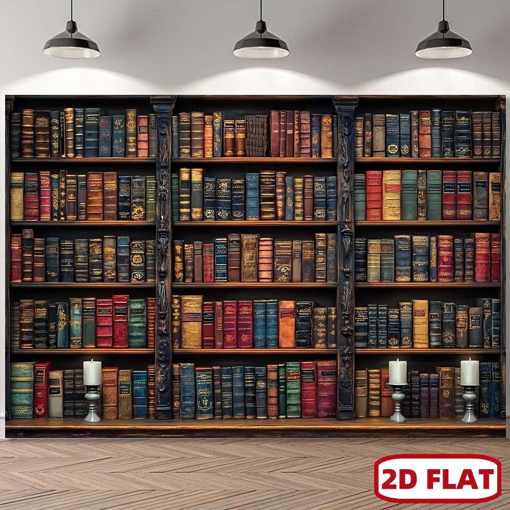 1Pcs Vintage Bookshelf Library Study Room Decoration Background School Backdrop Decorations For Photo Studio Photo Booth Party