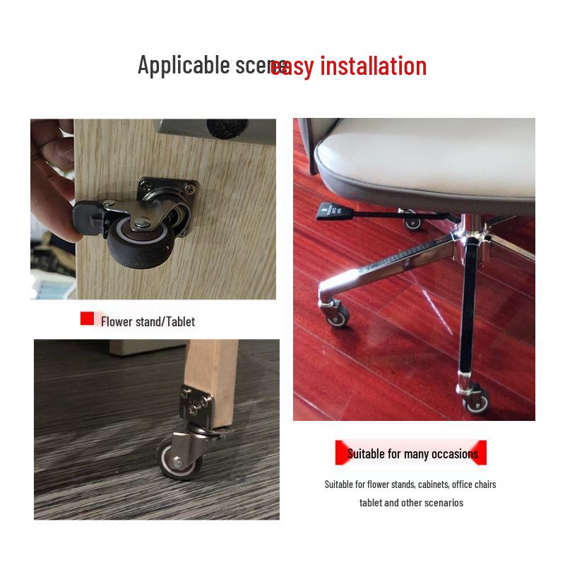 1.5" or 2" Heavy-Duty Silent Swivel Caster with Brake, Snap Ring, and Wear-Resistant Trolley Shelf Roller