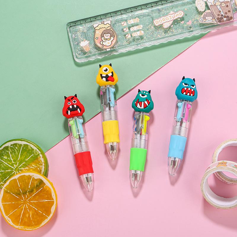 Korean Cute Animal Head 4-Color Click Ballpoint Pen