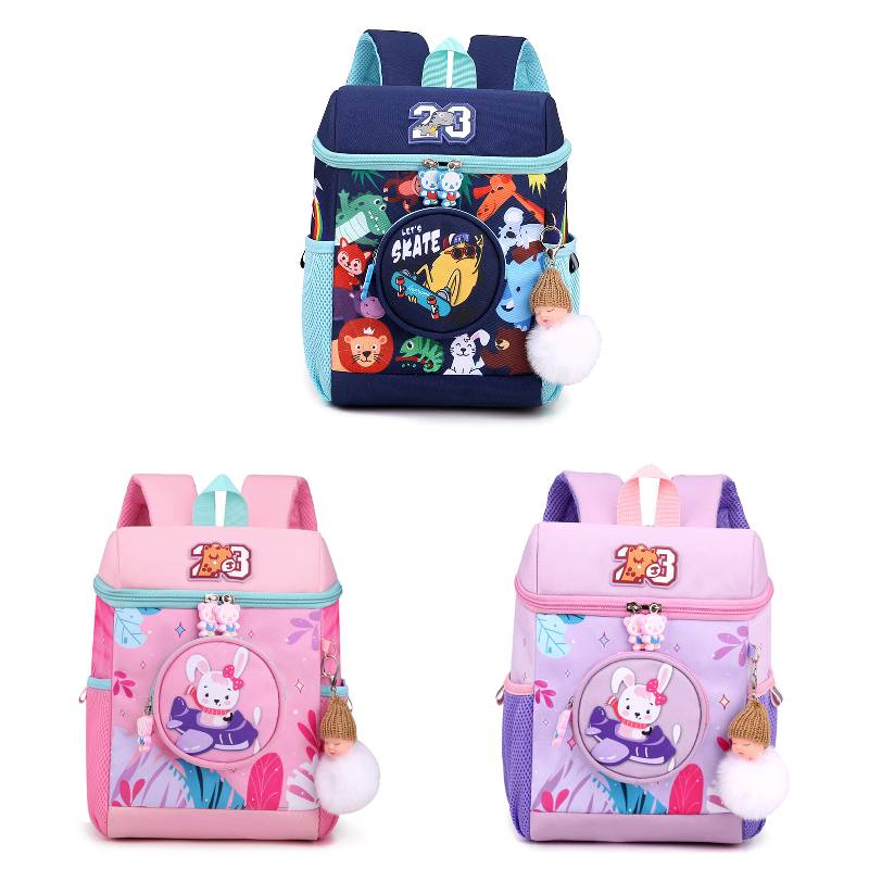 Children Bag School Backpack Sleeping Plush Doll Animal Pattern Pendant Nylon