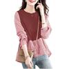ZANZEA Women Casual Round Neck Plaid Print Long Sleeve Blouse