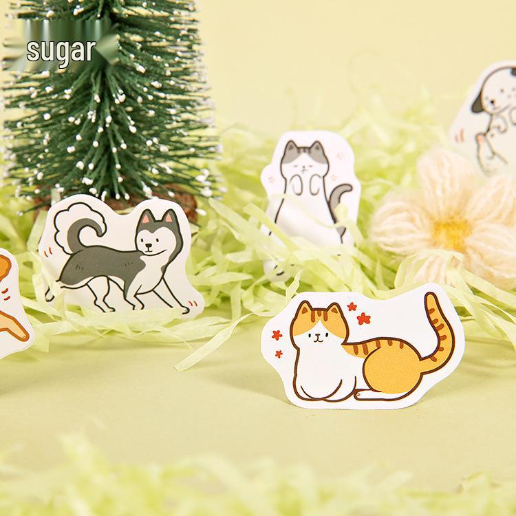 Exquisite Hand-Painted Kitten Sticker Set: Sugar Poem Enemies' Daily Life Series - 45 Cute Adhesive Illustrations