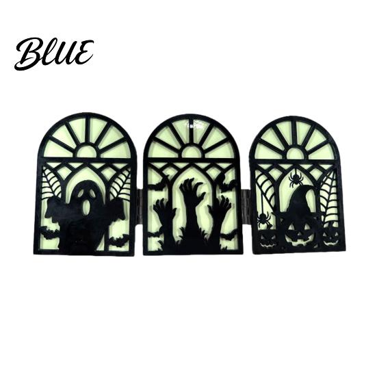 Day And Night Halloween Table Decor Glow-in-the-Dark Decoration Witch Ghost Silhouette Design Space-saving Foldable Props Luminous Ornament,