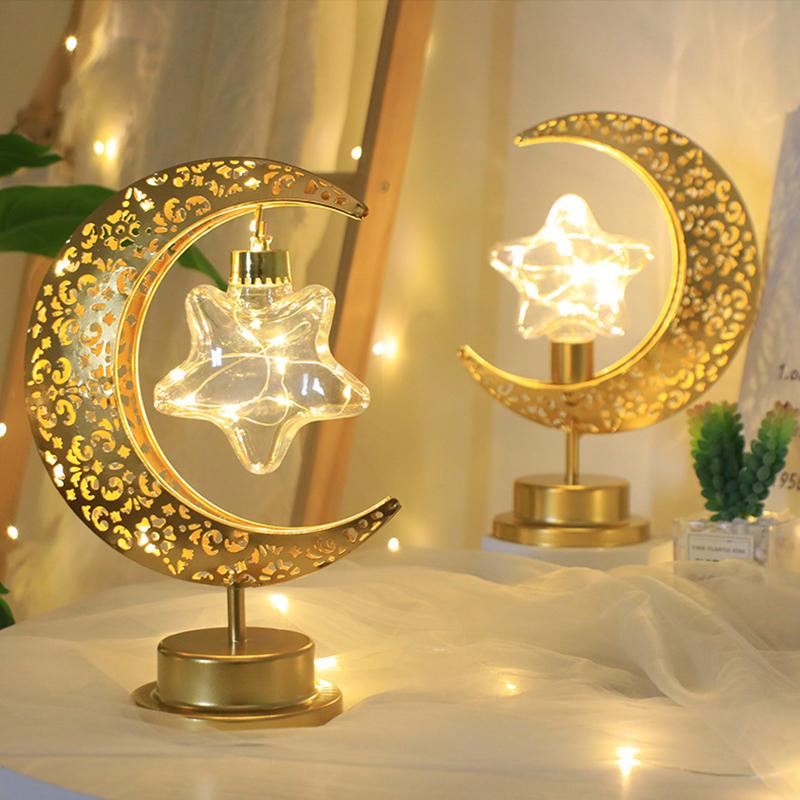 Muslim Lantern Ramadan Decorations 2026 EID Mubarak LED Festival Night Light Party Supplies Islamic Muslim Desktop Ornament