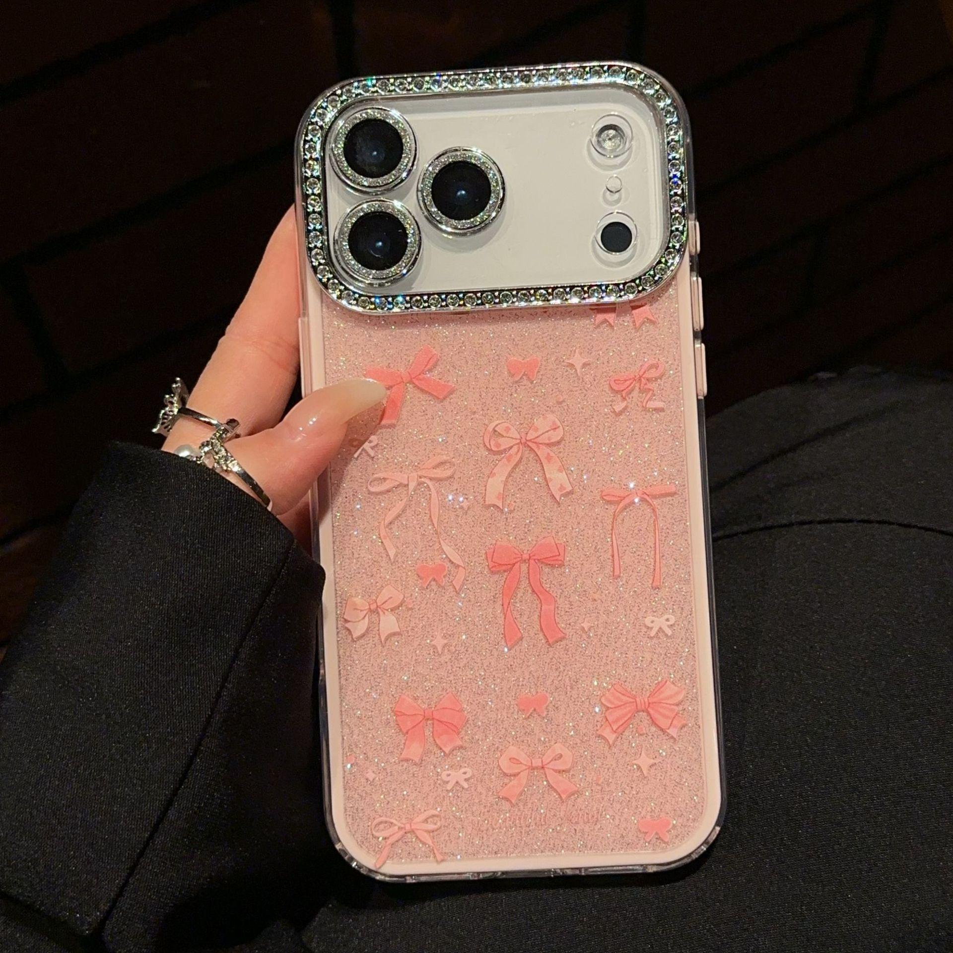 

Fresh and Cute Apple 17 Pro Max & iPhone 16 Case: Small Floral Pattern with Precision Cutouts, Diamond Frame, Two-in-One Design iPhone 15 Pro Max
