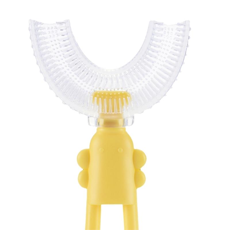 Food Grade Silicone Toothbrush U-Shaped Tooth Brush 360° Oral Teeth Cleaning for Toddlers Child Pink/Yellow/Blue/Green