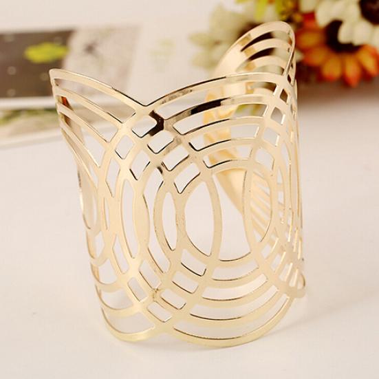 Hot Fashion Unisex Geometric Hollow Out Gold Silver Bangle Punk Cuff Warped Bracelet