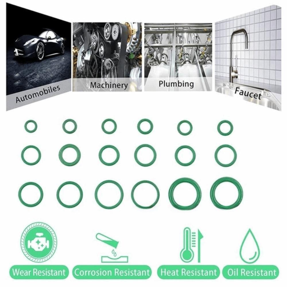530pcs/set Assortment Set Air Conditioning O Ring Kit Green O-Type Sealing Rubber Ring  Compressor