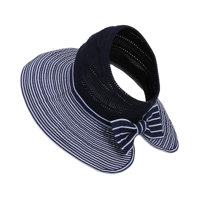Summer outdoor sun hat children fashion striped big brim empty top hat travel versatile bow sun hat