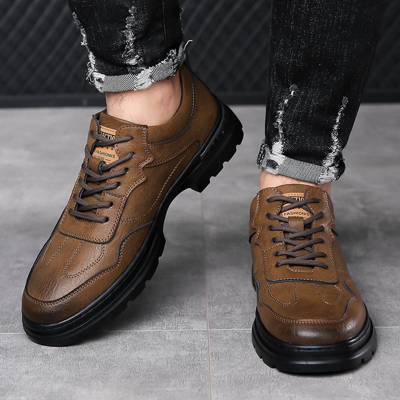 Men's Business Leather Shoes Soft Moccasin Shoes Comfortable Casual Shoes for Men Autumn Solid Black White Men Sneakers