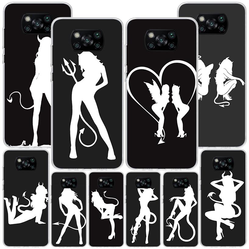 Angel Devil Sexy Girl Phone Case For Xiaomi Poco X7 X6 X5 Pro F7 Ultra Redmi 15C 15 13C 13 12C 12 10 10A 10C 9 9A 9C 9T Cover Po