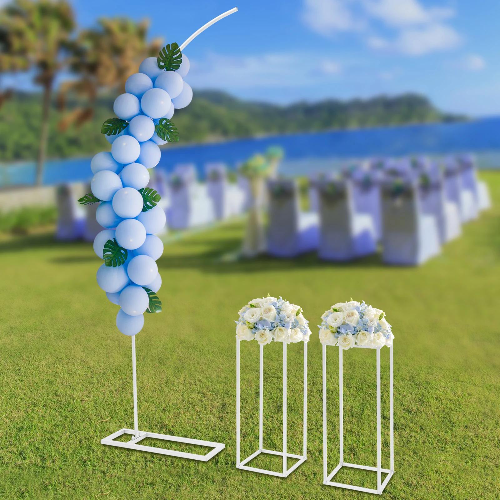 

2m Wedding Arch & 2-Tier Square Flower Stand Set - Modern White Metal Decor for Wedding, Parties & Event - Sturdy 22lbs Capacity белый