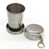1Pc 75ML Stainless Steel Folding Cup Keychain Stainless Steel Folding Retractable Cup Teacups Teaware Folding Glass