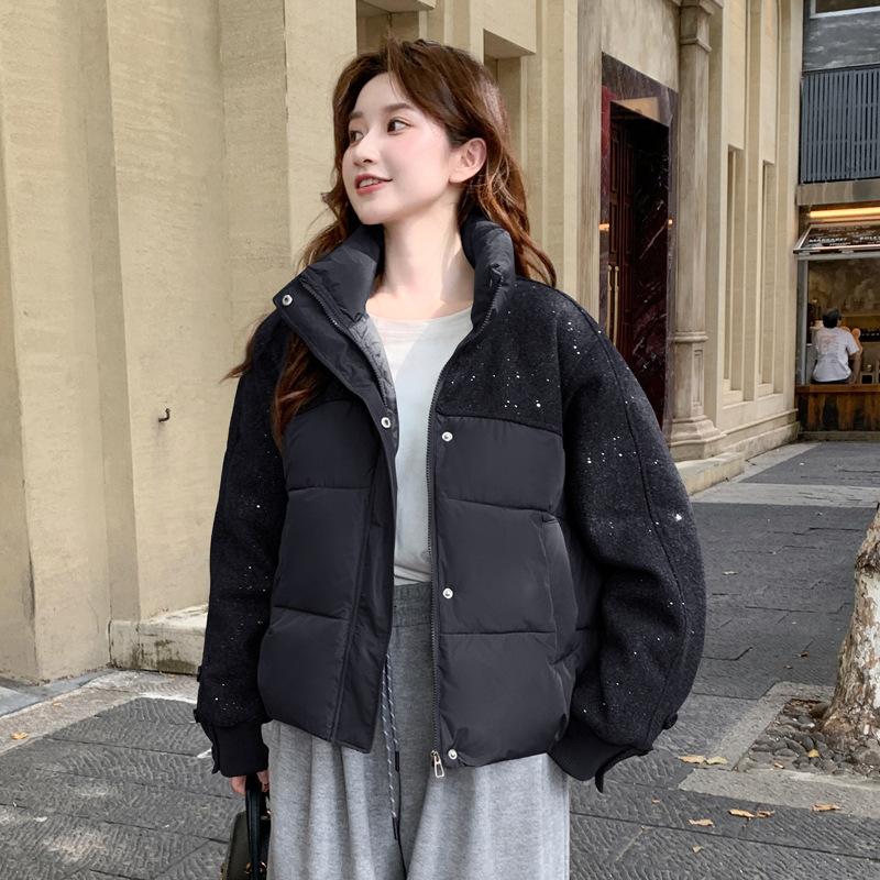 Updated Cotton-padded Jacket Womens Comfortable Fit Short Korean Version of Cotton-padded Jacket Stand Collar Student Winter Cotton-padded Jacket