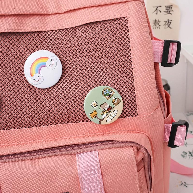 4-teiliges Schulranzen-Set, neue Canvas-Schultaschen für Teenager-Mädchen, süße Schul-Laptop-Rucksäcke, Reisetaschen für Damen, Schülerbüchertaschen