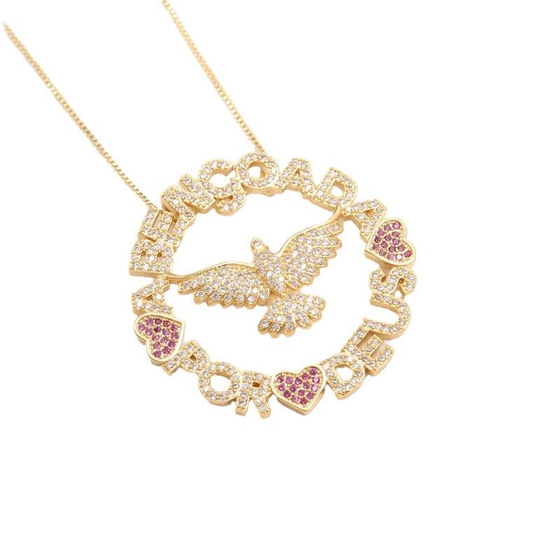Holy Spirit Bird Women's Pendant Necklace Set with Zirconia Multi-color Decorative Necklace