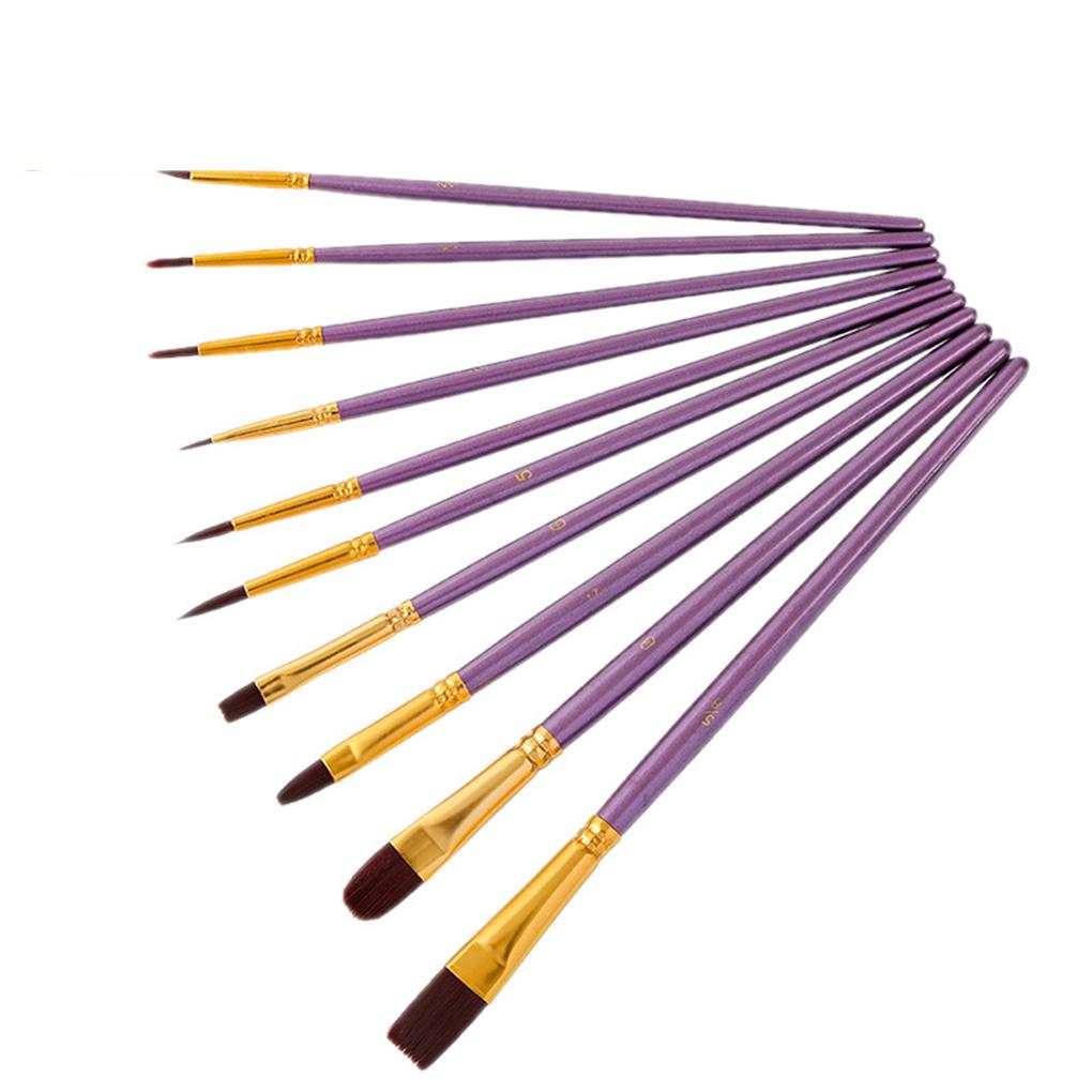 10X Paint Brushes Art Tool Set Aluminum Fine Workmanship Train Practice Practical Watercolor Artist Paintbrush