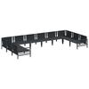 10 Piece Garden Sofa Set with Cushions Black Steel