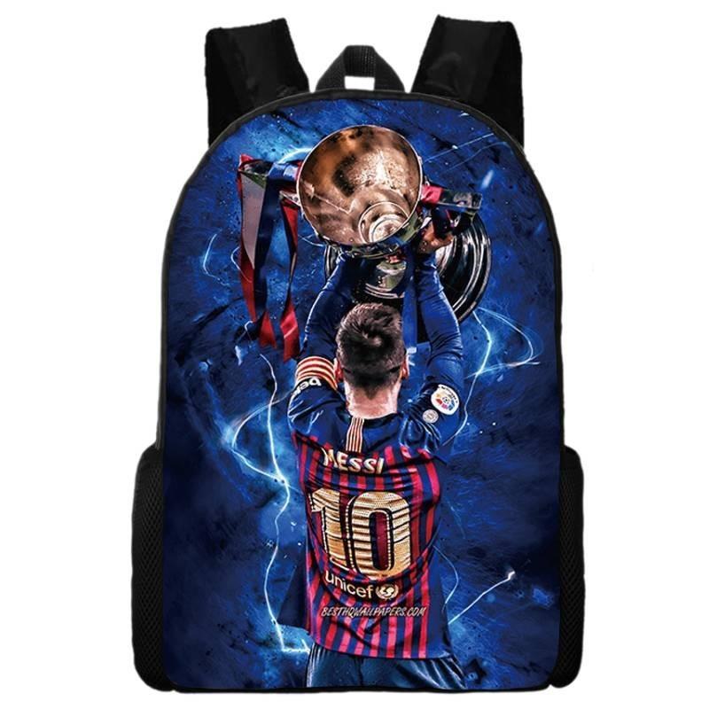 2024 New Mbappe Messi Ronaldo Neymar Football Print Backpack Lunch Bag Pencil Case Set Durable Polyester Cute Geometric Design