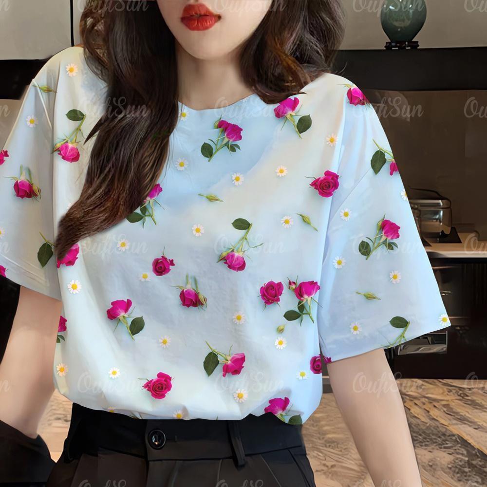 Women's Flower Pattern Women's T-shirt Summer