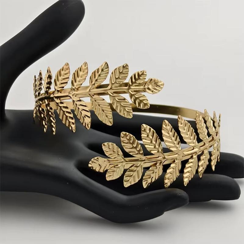 Metal Leaf Upper Arm Bracelet Greek Roman Style Gold Delicate Jewelry for Women Festival Holiday Gift
