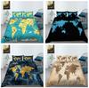 Map Printed Bedding Down Quilt Cover Pillowcase Microfiber Fabric Single Bed Double Bed Super Soft Bedding Decoration