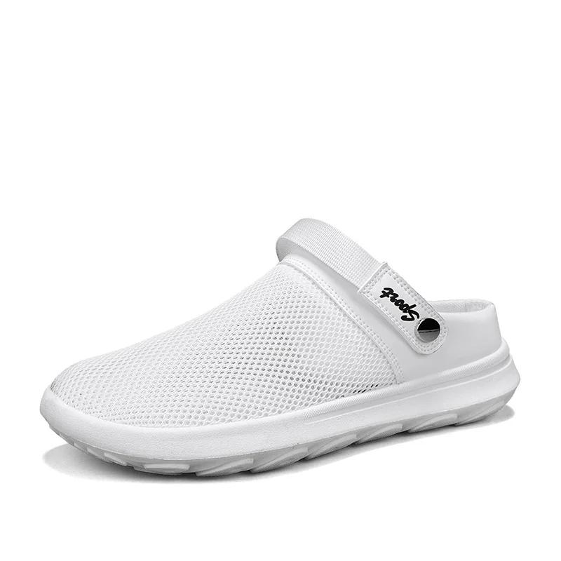Men's Mesh Casual Slippers Summer New Non-slip Soft Sole Breathable Hollow Outdoor Sports Sandals Fashion Dual-purpose Slippers