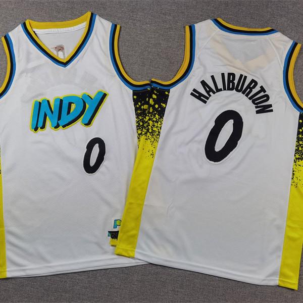 

Kids 2024-2025 Pacers #0 City Edition Haliburton Basketball Jersey - White XL