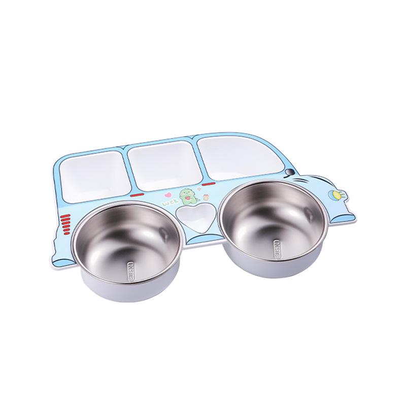 304 Stainless Steel Baby Divided Plate with Removable and Washable Cutlery