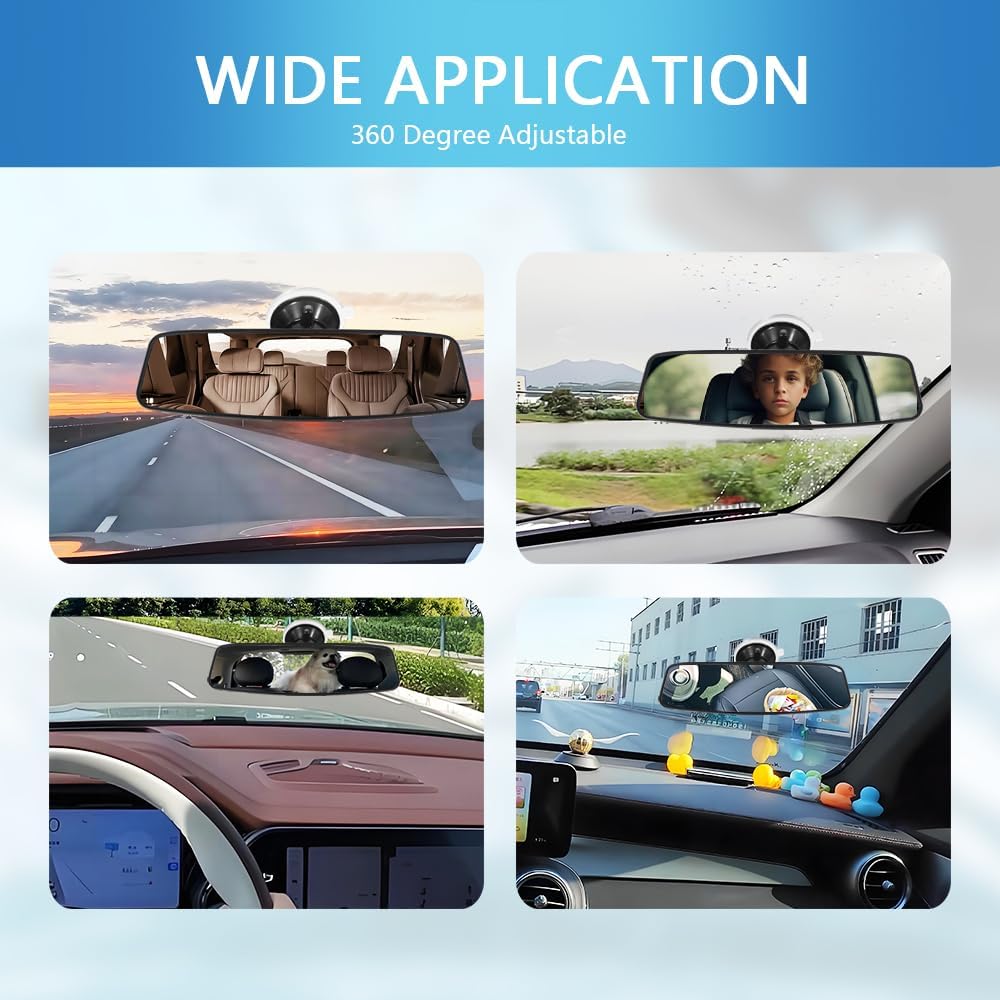 Car Rear View Mirror,HD 360° Rotatable Car Rearview Mirror for Observing Vehicles and Children,Suction Cup Universal Replacement Rear View Mirror