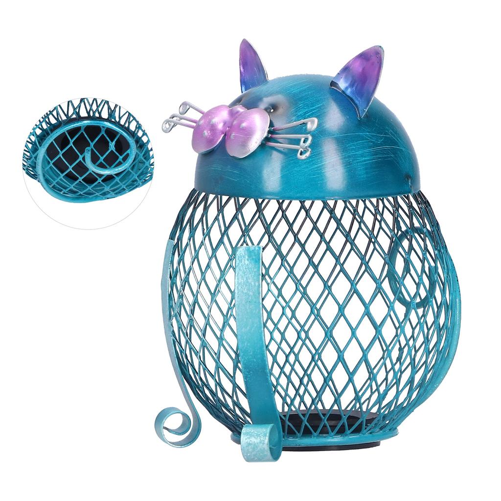 Salvadanaio Gatto Animale Decorazione Ferro Battuto Fatto a Mano Scatola per Risparmio Denaro Regalo di Compleanno