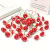 Red Mushroom Simulation Flower, Plastic DIY Cake Decorations Christmas and Halloween Holiday Decorations, Suitable for Wedding