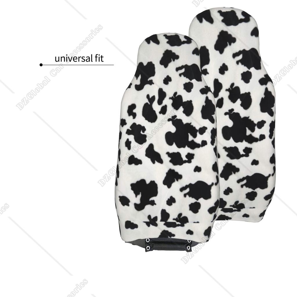 Vintage Cow Print Car Seat Cover 2 Pieces Black White Cow Car Accessories Animal Print Car Seat Protectrors Saddle Blanket