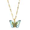 Japanese & Korean Style Gradient Butterfly Zircon Steel Necklace - High-End Non-Fading Women's Clavicle Chain