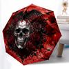 1 szt. Solidny parasol automatyczny z 8 żebrami, Parasol Aura z Gotyckim Krukiem, Czaszką i Krwią, Drukowany cyfrowo, Składany parasol do użytku na zewnątrz w podróży
