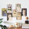 10 Sheets /set Cat Album Card Art Animal Illustrations Nordic-style Decorative Wall Stickers for Living Room