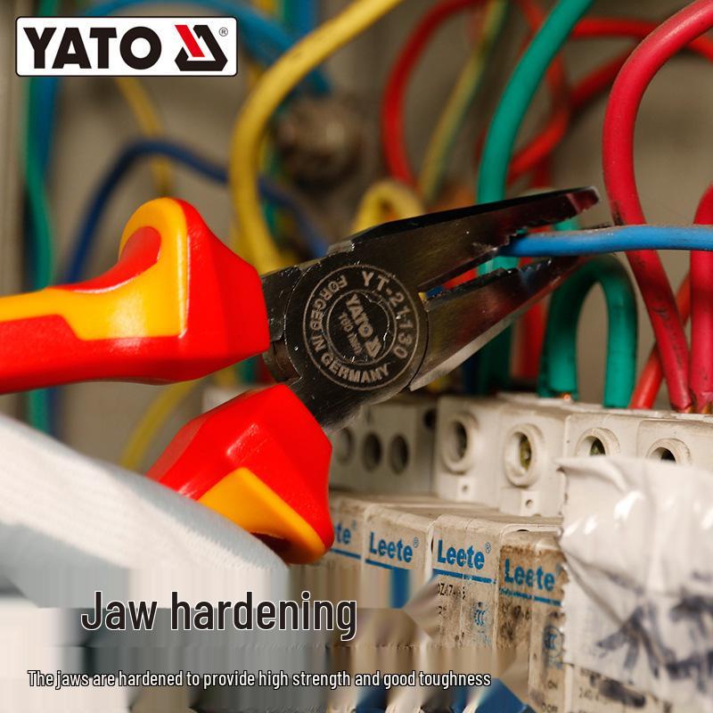 YATO Insulated Electrician Tool Set: Pliers, Wire Stripper, Needle Nose, Diagonal Pliers, Screwdriver.