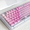 Keycaps Translucent Gradient Cherry Blossom For Pbt Pc 164 Keys, Pink And Blue For Aula Keyboard Custom Keycap Set