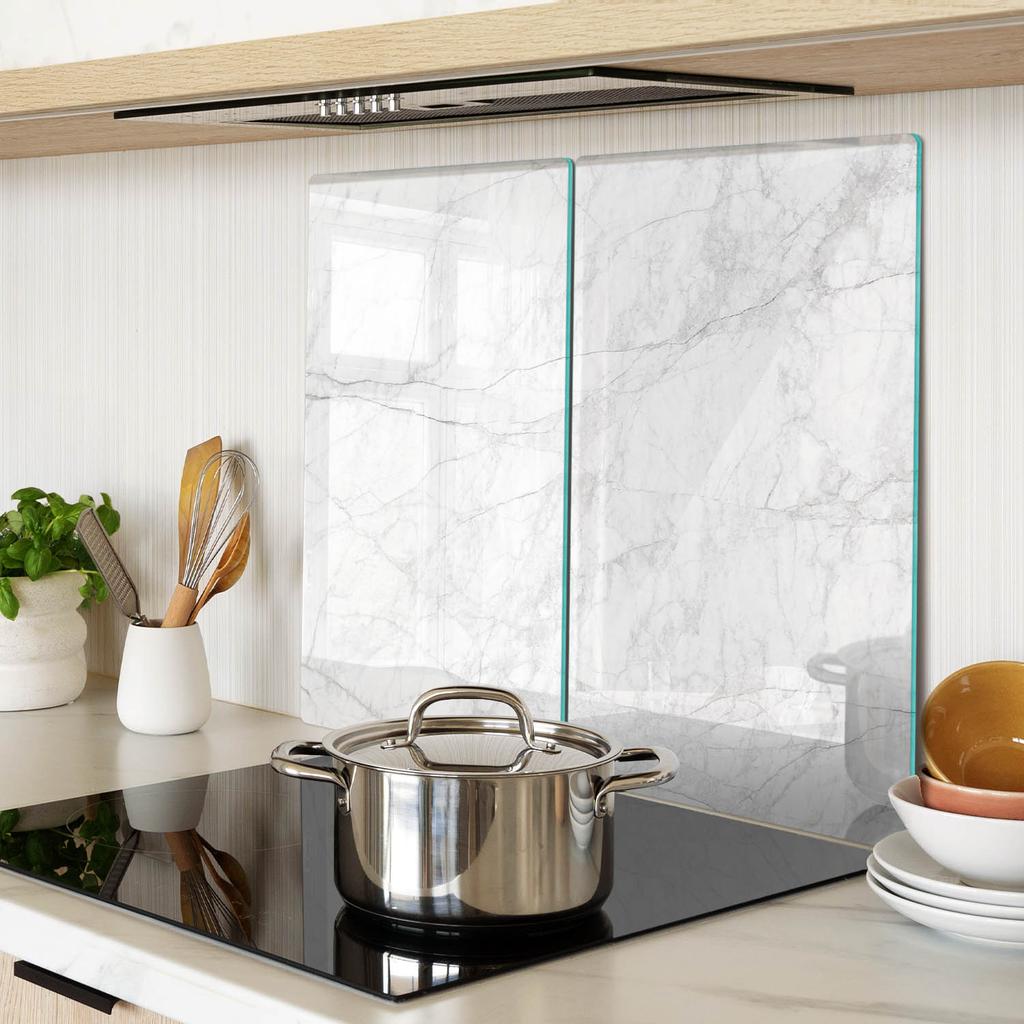Tempered Multifunctional Decorative Glass Panels White Marble 2X30X52 Cm