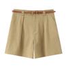 European American Style Women's Linen Blend Belted Casual Shorts - 2025 Fashion