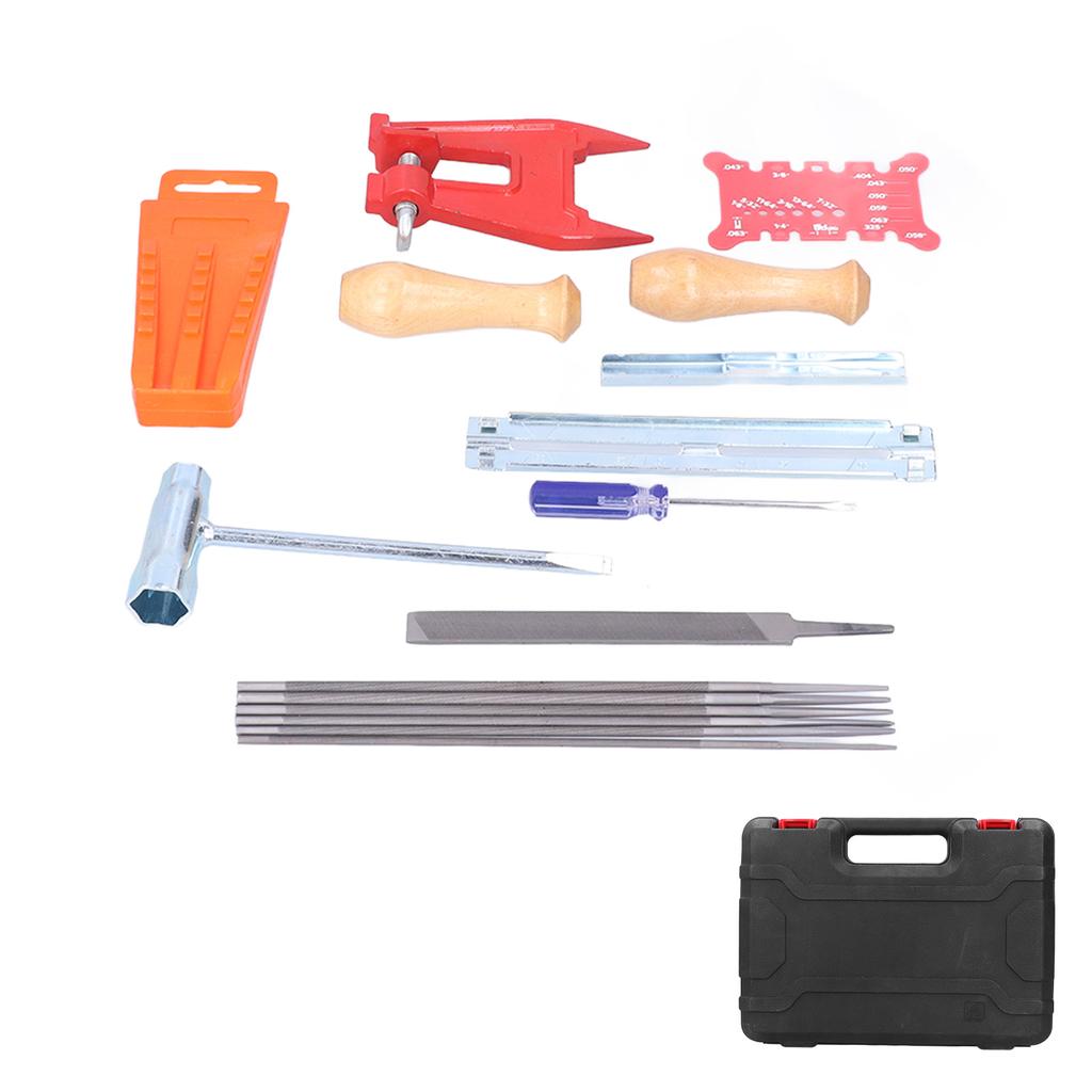 16PCS Chainsaw Chain Sharpening Kit Flat Round Files Handles Felling Wedge Set