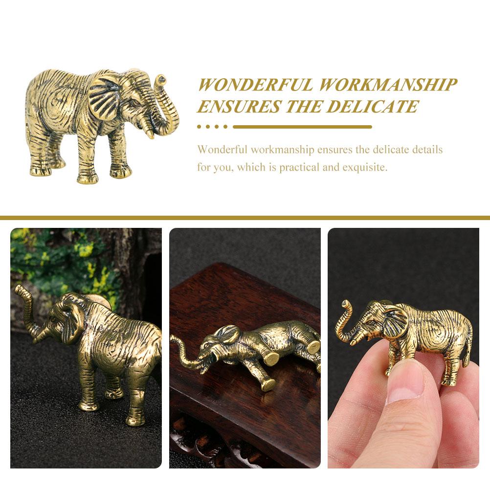 Brass Elephant Ornament Golden Figurine Creative Small Decoration Statue Desktop Adornment Craft Statues
