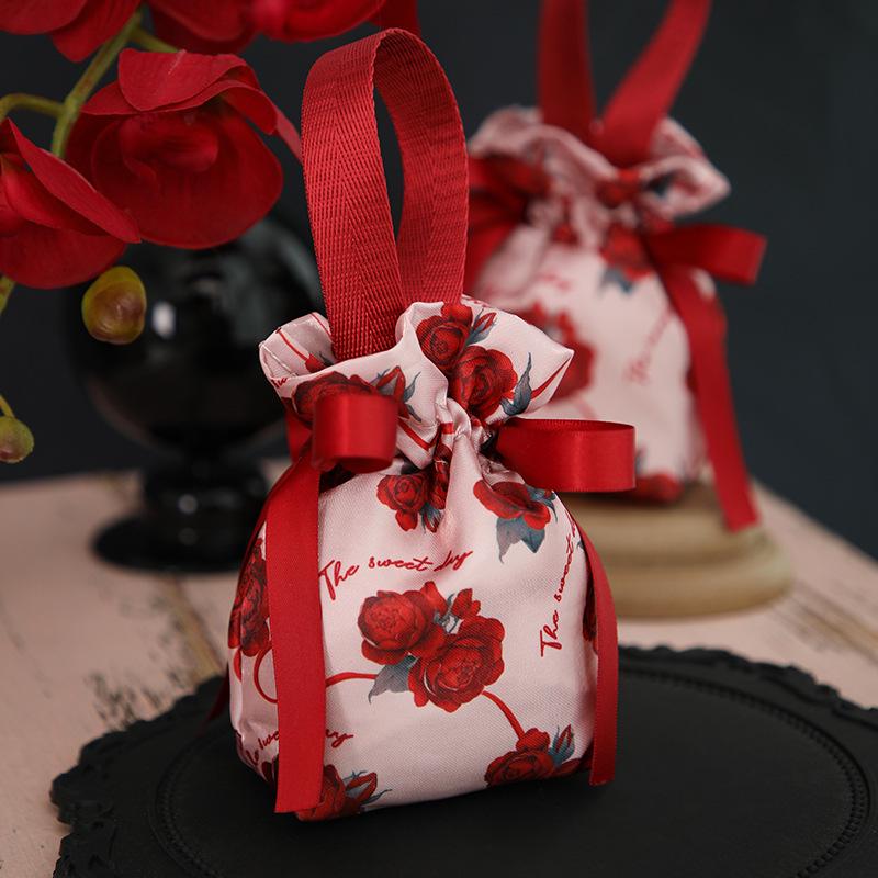 Wedding Candy Box and Bag Set - Reusable Cloth Bag and Empty Box for Wedding Favors and Packaging