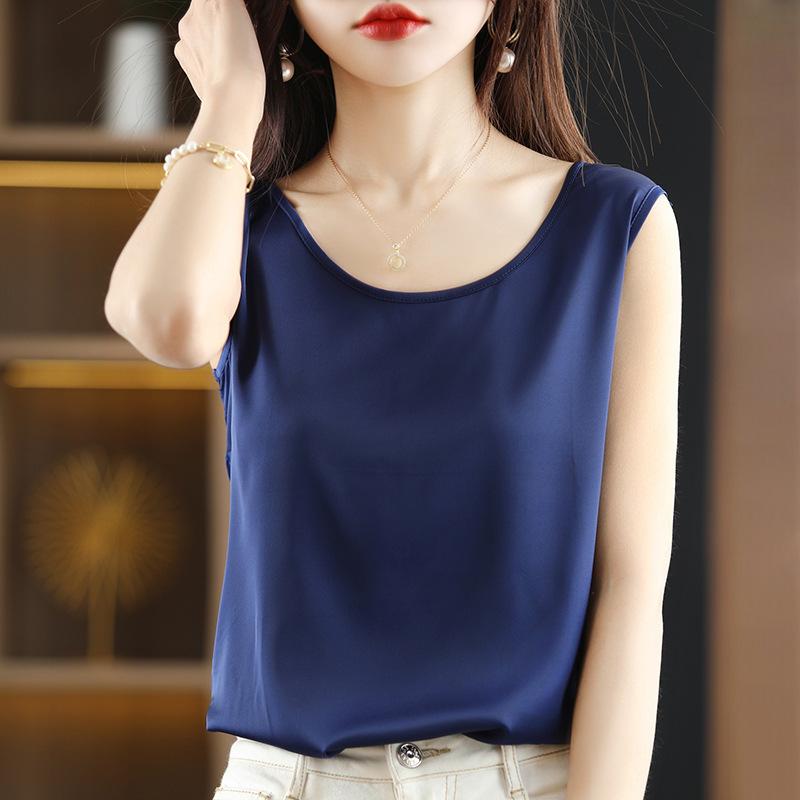 2025 Summer New Large Size Women's Outside Wear Bottoming Inside Top Ice Silk Camisole Undershirt